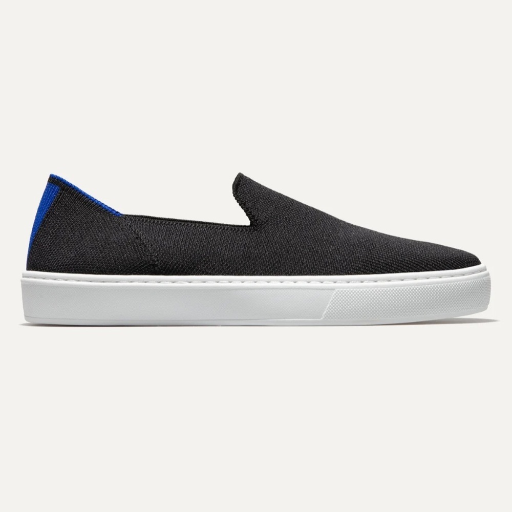 Rothy's The Original Slip On Sneaker in Black Woven Knit Slip Ons Size 5.5 EUC